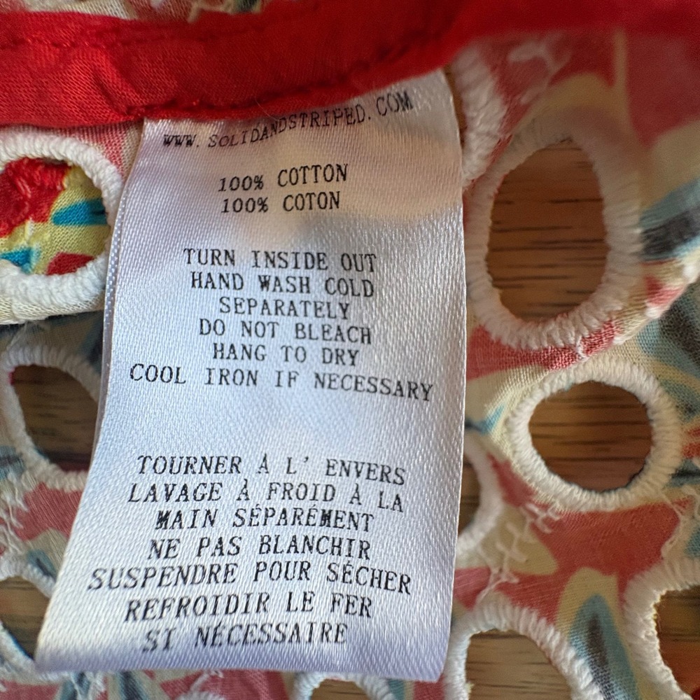 $268 NWOT Solid & Striped Red Kennedy Floral Smocked Eyelet Cotton Midi Dress S - Picture 6 of 11